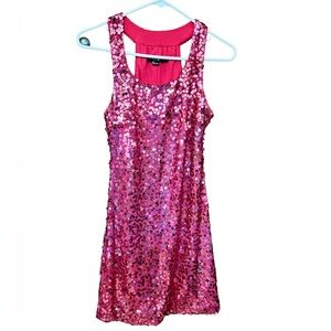 XXI Forever 21 Y2K Bright Pink Magenta glitter sequin dress size small